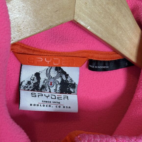 Spyder Women’s S Fleece Ski Jacket Pink Orange Full Zip Hooded Sweatshirt - Picture 4 of 9